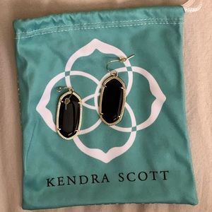 Kendra Scott Elle Gold Drop Earrings in Black Opaque Glass